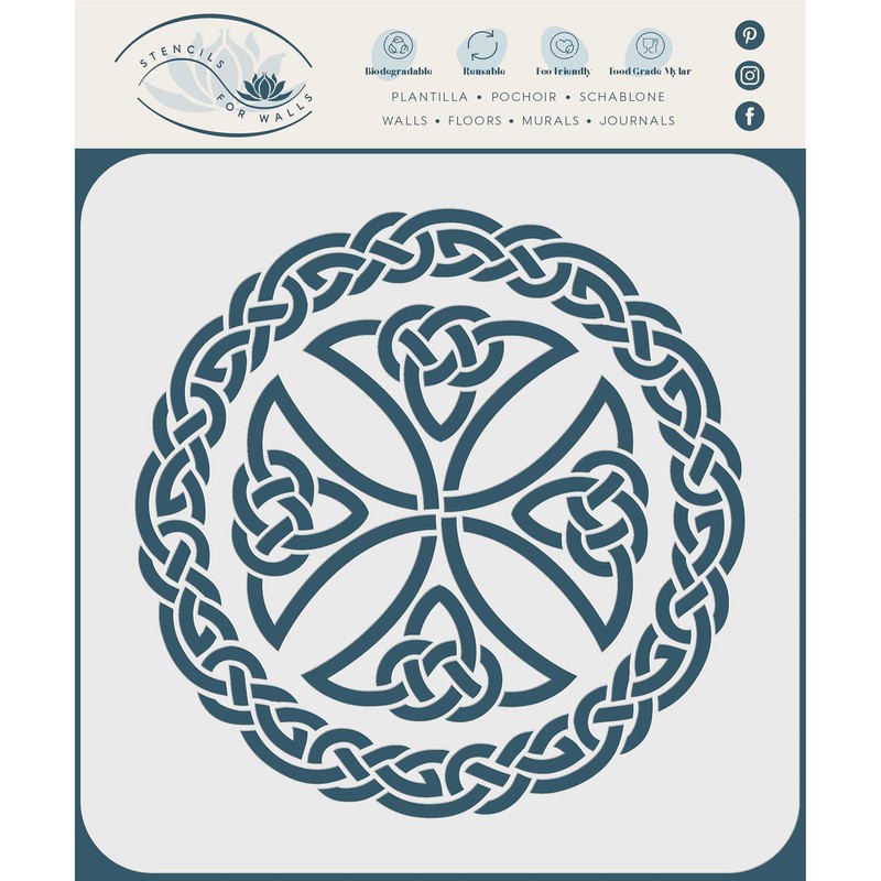 Stencils for Walls: Celtic Cross Stencil, 8.5 x 8.5 inch