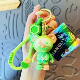 Luxury Anti-Tarnish Keyrings for Backpack Charm Car Accessories with Metallic Clown Bear,Green Unique Collectible Teddy Cute Blended Ombre Keychain Sterling Joy Bag Decor Gifts for Men Women
