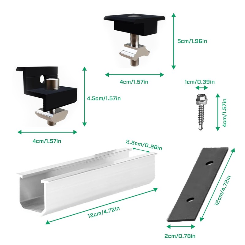 Solar Panel Mount Kit for 2 x Modules, 12 cm