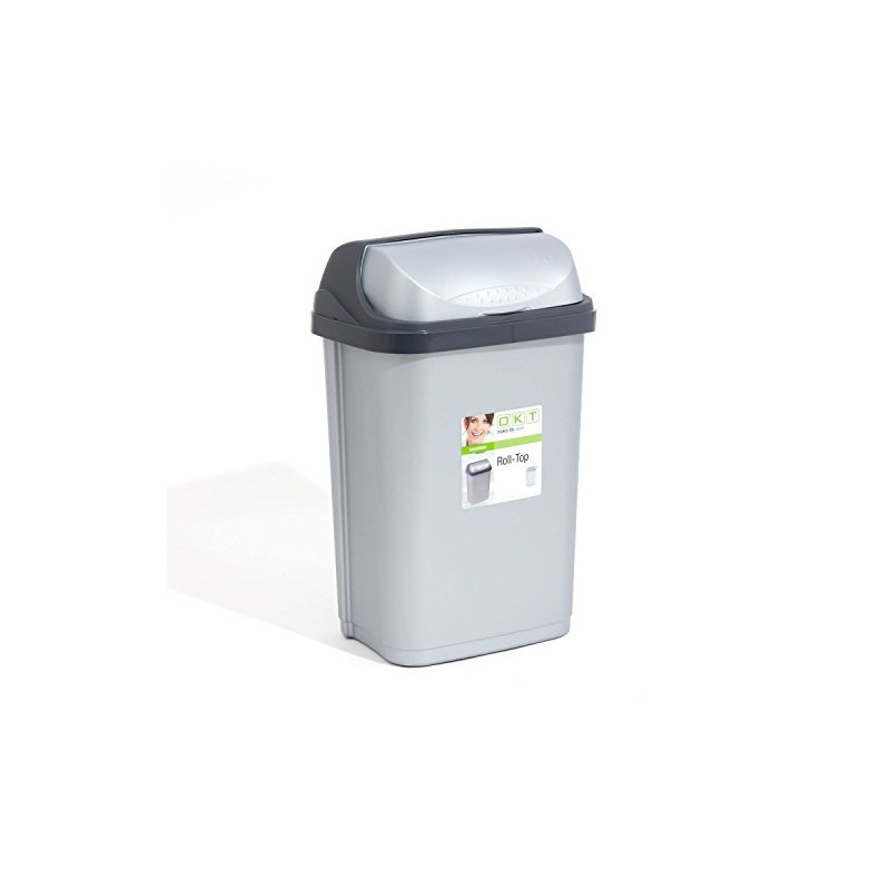 Medium 25L silver Roll-Top rubbish bin, available in 3 sizes