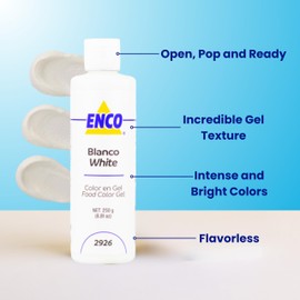 ENCO Food Coloring Gel White 8.8 oz (250g) Concentrated, Vegan