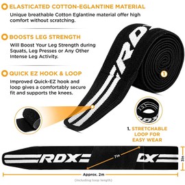 RDX Knee Wraps Pair Weightlifting, IPL USPA Approved, 78” Elasticated Straps for Gym Workout Fitness Squats Powerlifting, Compression Support, Men Women WOD Training, Squatting Leg Press Bodybuilding