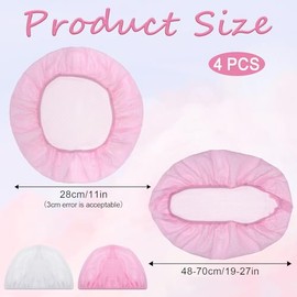 Grevosea 4 Pcs Net Plopping Cap for Drying Curly Hair, Diffuser Cap for Curly Hair Hair Dryer Bonnet with Drawstring Hair Plopping Towel Curly Plopping Cap for Home Use (White+Pink) | Grevosea