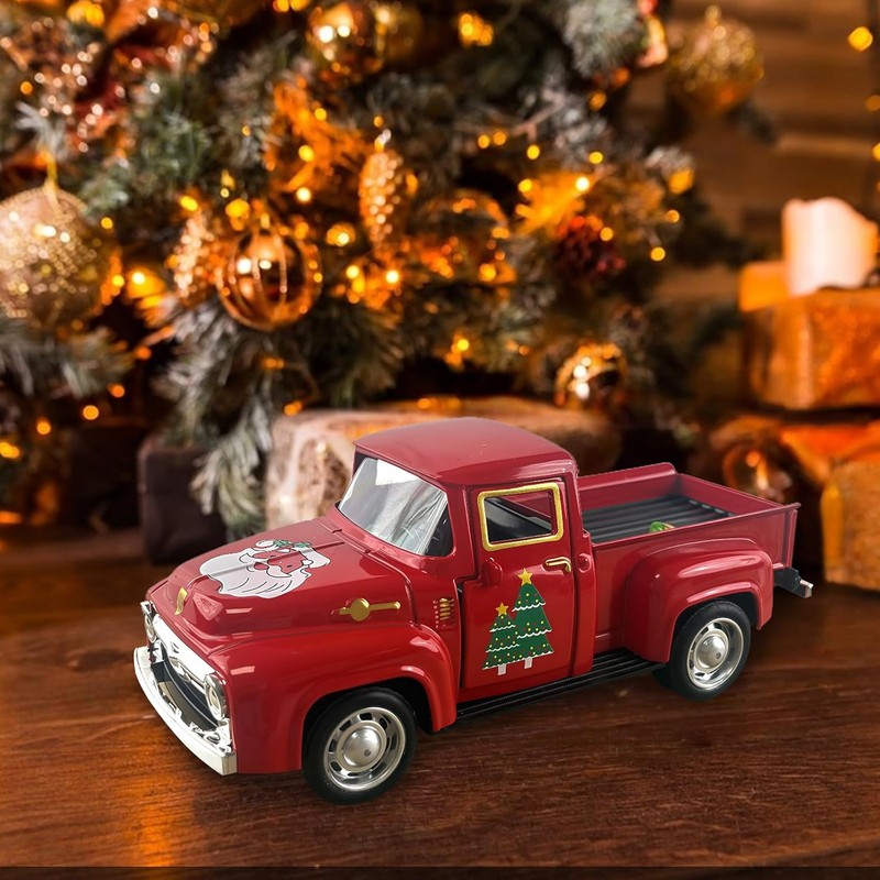 Adorno Coche Antiguo Decorado para Navidad, Decoraciones Navideñas Casa