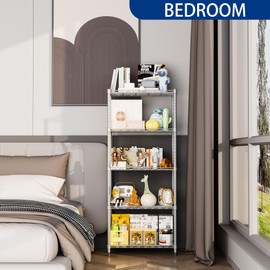 REGILLER 5-Wire Shelving Metal Storage Rack Adjustable Shelves,Standing Storage Shelf Units for Laundry Bathroom Kitchen Pantry Closet(Silver,11.8" D x 21.2" W x 53.5" H)