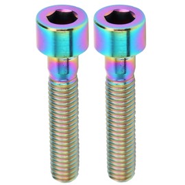 Bicycle Spindle Screws, Pack of 2 M6 x 30 mm Bicycle Handlebar Stem Screws Mountain Road Bike Headset Head Screws (Iridescent Colour) M6 x 30 mm Titanium Alloy Bicycle Handlebar Shaft Bolts Mountainb