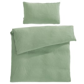 Pure Label Muslin Children's Bed Linen 100 x 135 cm with a Pillowcase 40 x 60 cm Made of 100% Cotton - Incredibly Soft, Cuddly Baby Bed Linen in Green Muslin