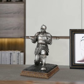 Grace4Joy Knight Pen Holder - 7 Inch Cool Office Desk Accessories, Hand Painted Funny Medieval Office Gifts for Men