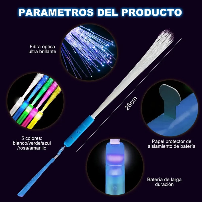 Pack 25 Varitas de Fibra Óptica LED para Eventos y