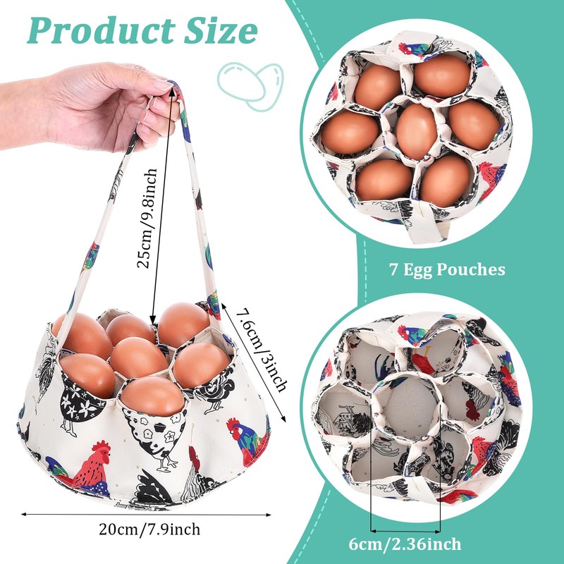 DOPENSPI Egg Collection Basket, Egg Bag with 7 Pockets, Fabric