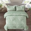 DJY Sage Green Quilt Set Twin Size Branch Botanical Pattern