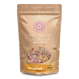 Molienda Sagrada,Tisana Herbal Lavanda Manzanilla,Corteza de Naranja y Petalos de Rosa, 100 grs.