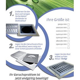 Odour Trap for Floor Drain Size 100 x 100 mm Super Flat Only 3 mm Installation Depth with Horizontal Membrane
