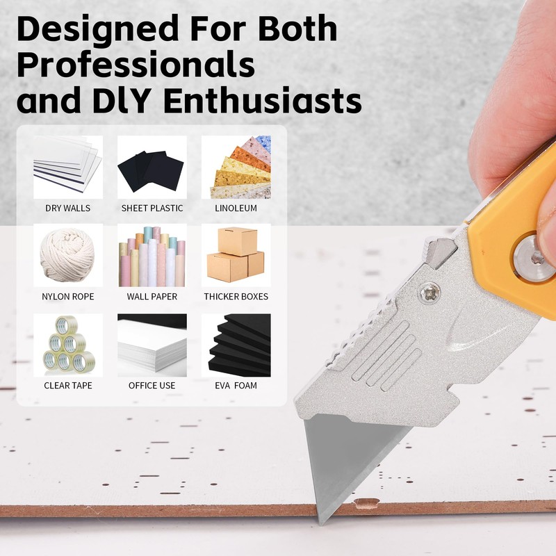 MaxWorks 51055 4-Pack Foldable Utility Knives, 20 Extra Blades –