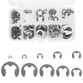 Bojueshaw 120pcs Stainless Steel E-Clip Assortment Kit,External Retaining Rings M1.5 to M10 for Shafts, Bearings,Gears & Machinery