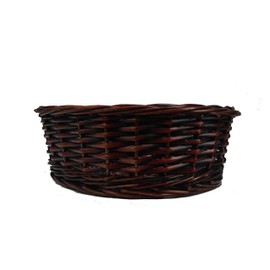 Admired By Nature Willow Round Tray 12" - Shallow Woven Basket Stained Dark Wood Color - for Home Decor, Organization, Side Tables, Kitchens, Bathrooms