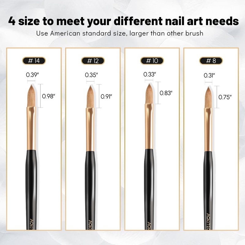 Acrylic Brush for Nails Aokitec 100% Sable Kolinsky Nail Brush