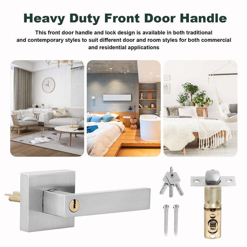 HSEAMALL Door Lever Handle Lock, Interior Door Handle with Lock