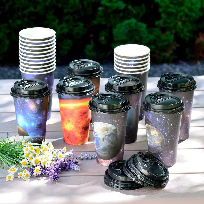 Youngever 72 Sets Disposable Coffee Cups with Lids, To Go