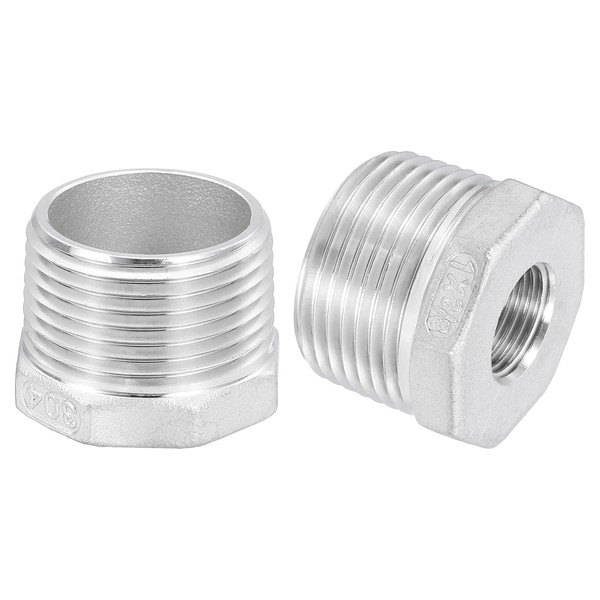 sourcing map 2Pcs 1" Male to 3/8" Female NPT 304