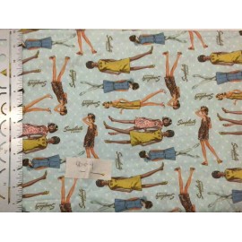 Simplicity Retro Vintage  Dress Print Cotton Fabric By the Yard