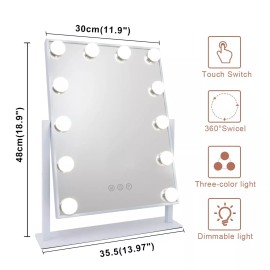 Hansong Vanity Mirror with Lights Makeup Mirror with Lights 12 Dimmable Bulbs...