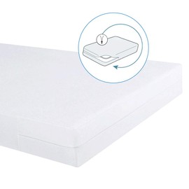 Bedecor Waterproof Mattress Cover 90 x 200 x 25 cm, with Zip, Mattress Protector 90 x 200 cm, Cotton, Elastic Anti-Mite Mattress Protector, Breathable Mattress Cover