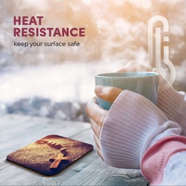 Great Single Coaster Square - Christian Religion Catholic Faith Cross |Glossy Quality Coasters | Tabletop Protection for Any Table Type #44594