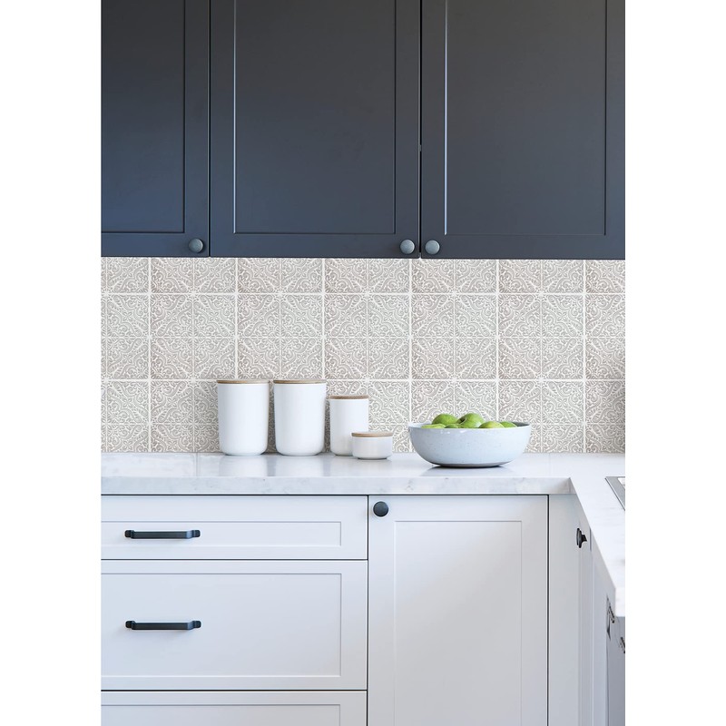 WallPops Dawson Grey Embossed Peel & Stick Backsplash Tiles
