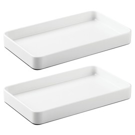 iDesign Steel Vanity Bathroom Organization and Storage-Set of 2-White Towel Tray