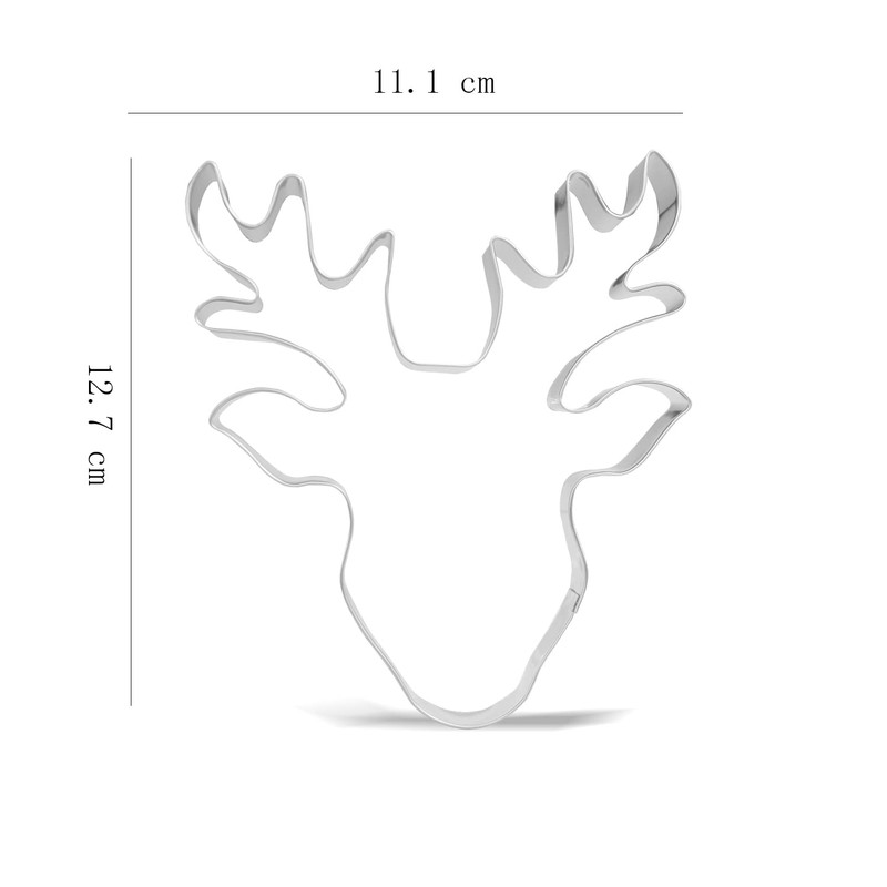 12.7 cm Large Christmas Reindeer Face Cookie Cutter - Stainless