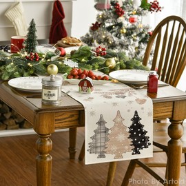 Artoid Mode Pine Trees Christmas Table Runner, Seasonal Winter Xmas Kitchen Table Decoration Indoor Holiday Party Decor 40 x 180 cm