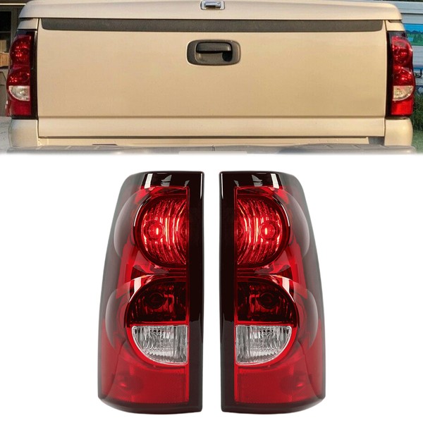 ECOTRIC Tail Lights Compatible with 2003-2006 Chevy Silverado 1500 2500 3500 Pair Rear Taillights Brake Signal Lamp w/Bulbs and Harness Passenger and Driver Side