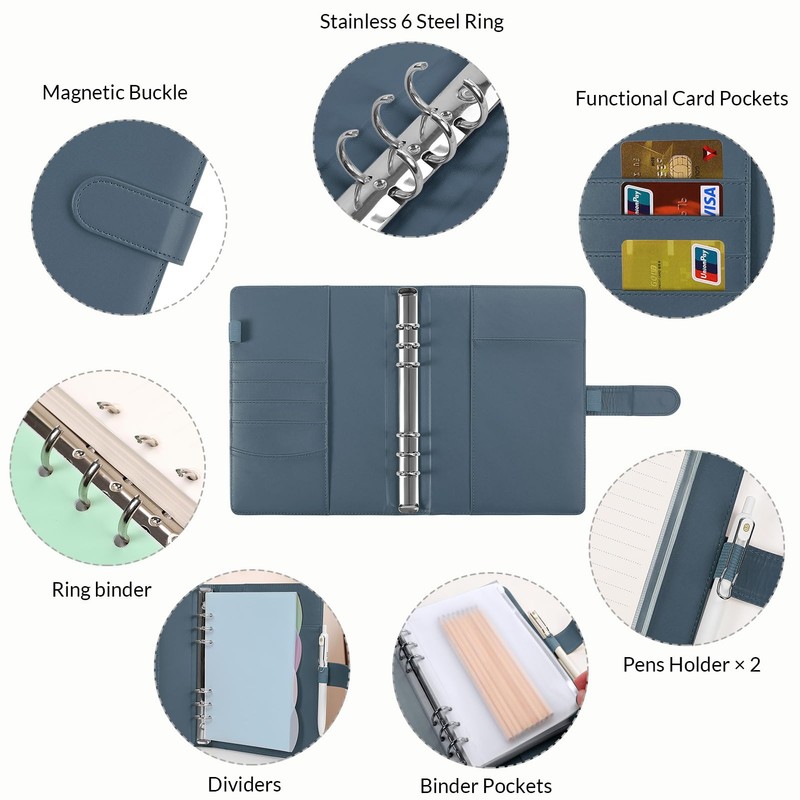 SKYDYE A5 Ring Binder, A5 Refillable, 135 Sheets A5 Refill