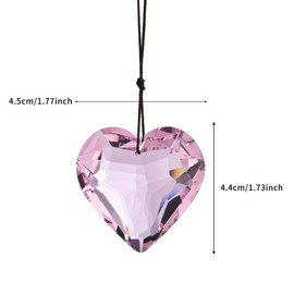 Reflective Heart Crystals Suncatcher Hanging Sun Catcher with Chain Pendant Ornament for Window Home Garden Party Wedding Decoration (Pink)