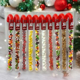 10 Pcs G-BOX Freeze Dried Candy in Candy Cane Tubes| Perfect Christmas Gifts for Women & Kids, Stocking Stuffers, Decorative Candy Canes for Christmas Tree Decorations (10 Variety Flavors Canes)
