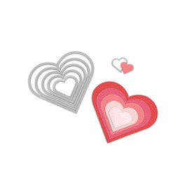 Sizzix Framelits Die Hearts, Set of 6, Multi-Colour