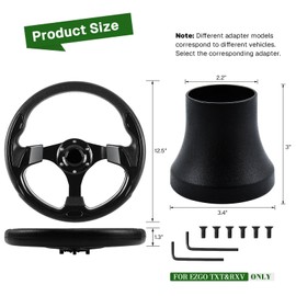 VOONKE Golf Cart Steering Wheel and Golf Adapter for EZGO TXT & RXV Golf Carts Adapter Skid -(5156BLACK)