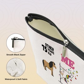 75th Birthday Gifts for Women Grandma Mom, Funny Birthday Gifts for 75 Year Olds Woman Makeup Bag Unicorn Mothers Day Christmas Birthday Gifts for Mom Cosmetic Bag for Women Grandma Nana Mom Aunt