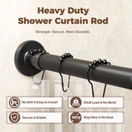 HYSEYY Heavy Duty Shower Curtain Rod,26-80inch Adjustable Tension Rod Black