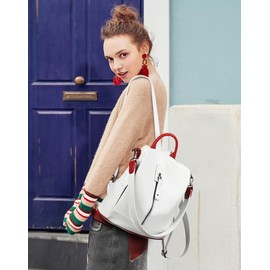 BUKESIYI CCDE78158 Women's Bag Backpack Handbag Women Backpack Small Anti-Theft School Backpack Laptop Weekender PU Leather, White (not exactly white), BUKESIYI Bag