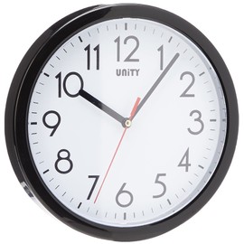 Unity Wall Clock, Hastings, Silent Sweep, Modern, Black, 22 cm / 8.6-inch