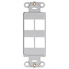 Leviton QuickPort Decora Insert, 4-Port, 41644-GY, Gray
