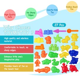 TOYMYTOY Kids Beach Toys Sand Play Toys Sand Models Set - Safari Animals, Sea Creatures, Mini Castles, Tools Kit - Summer Outdoor Fun