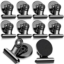 10 Pack Magnetic Clips Heavy Duty, Black Fridge Magnet Clips Scratch-Resistant Fridge Magnets with Clips Strong Clips Magnets for Whiteboard, Refrigerator, School, Kitchen, Office, Home