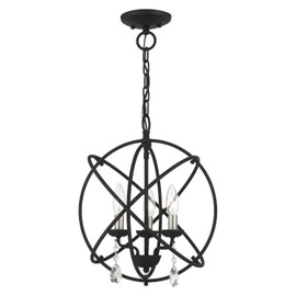Livex Lighting, 40904-04, Aria, Convertible Pendant Chandelier/Semi-Flush, Black with Satin Nickel Candles