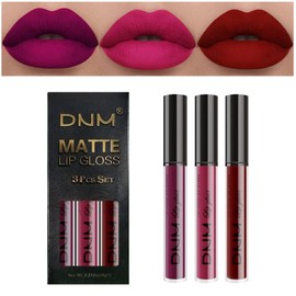 AMYS DIARY- Juego de 3 lápices labiales líquidos mate de color rojo oscuro y morado, lápiz labial mate de larga duración, 24 horas, resistente al agua