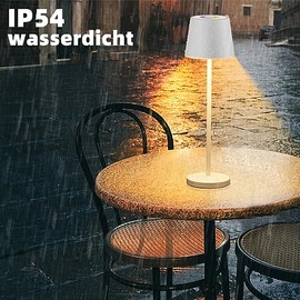 Qsky Qsky Tischlampe Kabellos Dimmbare LED Akku Tischleuchte, Wiederaufladbar Warme Lichtfarbe 3000K+RGB Aluminium Outdoor Tischlampe wasserdicht fr Restaurant,Schlafzimmer,Bar,IP54 (Wei? 3W 1Stck)