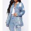 SOMTHRON Women's Distressed Denim Jeans Outfits Coat Oversized Spring Fall
