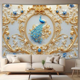 1 Sheet, Amazing 3D Peacock Wall Hanging - Perfect for Living Room, Bedroom, Office and Party Decoration | Ideal Creative Gift, 3D, Peacock, Background, Decoration, Creative Gift - Size: 30x40inch